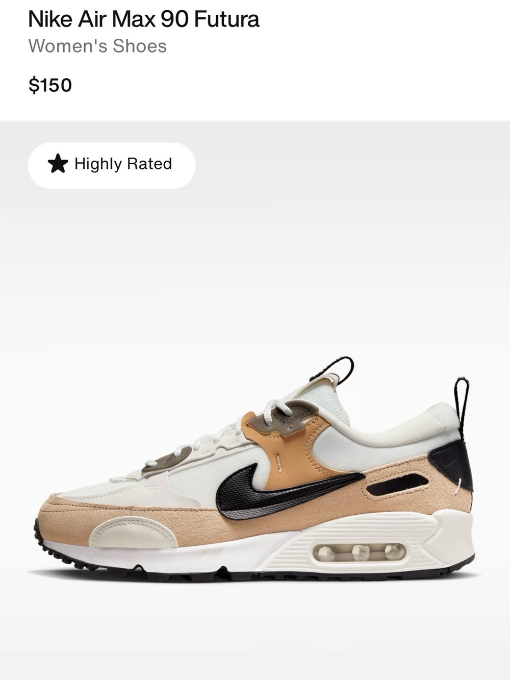 Nike Air Max 90 Futura - White, Tan & Black